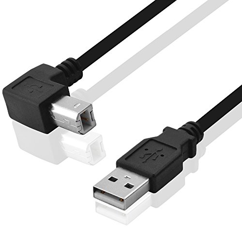 BestPlug 2 Meter 2.0 USB Kabel, USB A-Stecker gerade auf USB B-Stecker 90° abgewinkelt, High Speed, Schwarz von BestPlug
