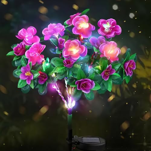 Solarlampen für Außen Garten, LED Azalea Lichter, warme Licht Solar Blume Outdoor Dekoration, IP44 wasserdicht, geeignet für Hof, Rasen und Party Dekoration，Das ideale Geschenk (Violett) von AVEKI