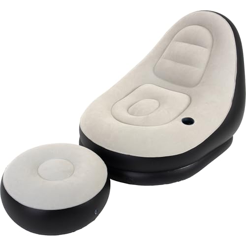 AVENLI Jilong Deluxe Lounge Outdoor & Indoor Sitzsack & Fußablage Sitzkissen mit Hocker 2 teilige Sessel Lounge Kombi, robust aufblasbar velourbeschichtet AVENLI Jilong Deluxe Lounge Outdoor & Indoor Sitzsack & Fußablage Sitzkissen mit Hocker 2 teilige Sessel Lounge Kombi, robust aufblasbar velourbeschichtet von AVENLI