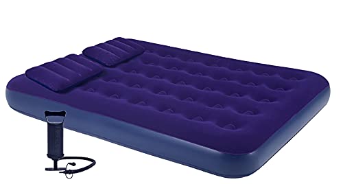 AVENLI Camping Luftmatratze für 2 Personen 191x137x22 cm aufblasbare Matratze Luftbett blau inklusive Handluftpumpe und 2 Kissen von AVENLI