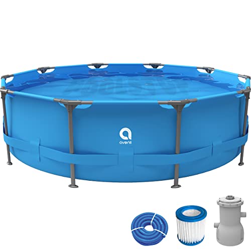 Avenli Pool 305 x 76 cm Frame Plus Stahlrahmen Aufstellpool Set mit Pumpe blau rund Framepool Swimming Schwimmbecken von AVENLI