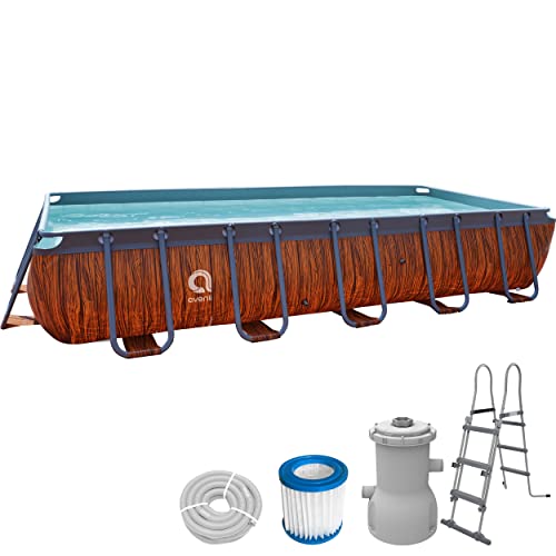 Avenli Pool 400 x 200 x 100 cm Stahlrahmen Aufstellpool Pool-Set mit Leiter Filterpumpe Schläuchen und Filterkartusche Framepool braun rechteckig Swimming Schwimmbecken von AVENLI