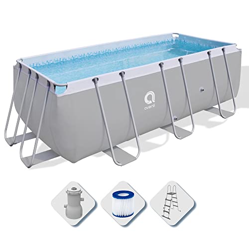 Avenli Pool 400 x 207 x 122 cm Stahlrahmen Aufstellpool Komplettset mit Leiter Filterpumpe Schläuchen und Filterkartusche Framepool von AVENLI