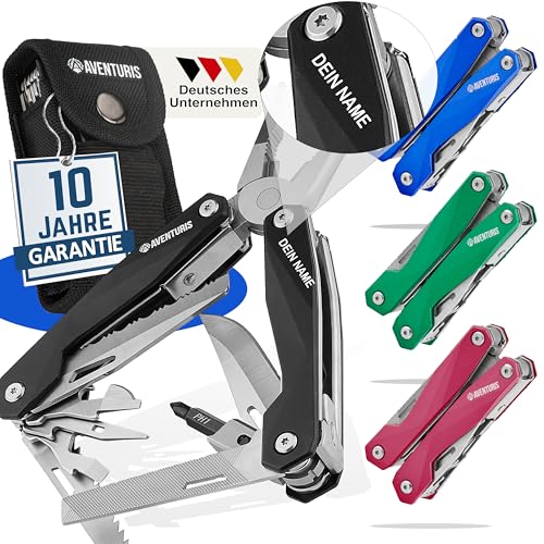 AVENTURIS® Multitool PEROSNALISIERT. Tolles Multifunktionswerkzeug als Fahrrad zubehör oder Outdoor Ausrüstung, ein Multitool Werkzeug als Herren Geschenke von AVENTURIS CAUSE TRAVEL IS LIVE