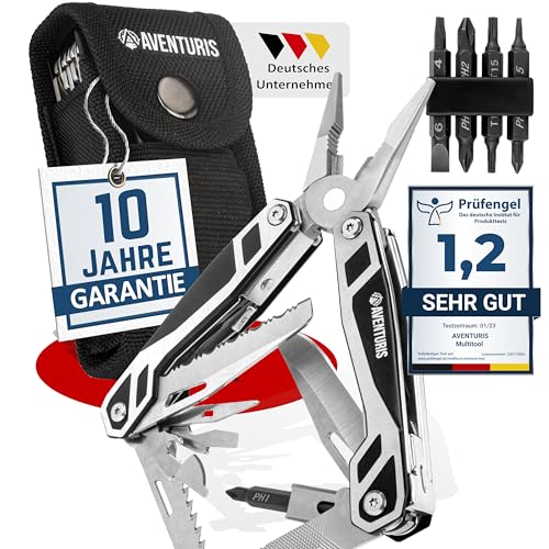 AVENTURIS® Multitool-Werkzeug-Edelstahl mit 21 Funktionen. Ein Multifunktionswerkzeug DAS gadgets für männer, Multitool mit klappmesser, Zange und Schraubendreher, Multifunktionstool von AVENTURIS CAUSE TRAVEL IS LIVE