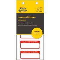 Avery Zweckform - 50x Inventar-Etiketten 50x20mm Laminat Weiß/Rot von AVERY ZWECKFORM