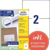 Avery Zweckform - Universaletikett ultragrip 210 x 148 mm (b x h) nicht wieder ablösbar Papier weiß 440 Etik./Pack. von AVERY ZWECKFORM