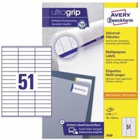 Avery Zweckform - Universaletikett ultragrip 70 x 16,9 mm (b x h) nicht wieder ablösbar Papier weiß 5.100 Etik./Pack. von AVERY ZWECKFORM