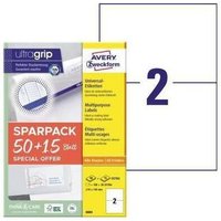 Universaletikett ultragrip SPARPACK 50 + 15 Blatt 210 x 148 mm (B x H) nicht wieder ablösbar Papier weiß 130 Etik./Pack. von AVERY ZWECKFORM