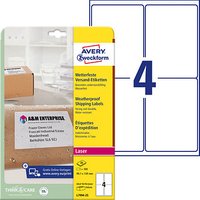 100 AVERY Zweckform Folien-Versandetiketten L7994-25 weiß 99,1 x 139,0 mm von AVERY Zweckform