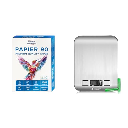AVERY Zweckform 2563 Drucker-/Kopierpapier & ETEKCITY Küchenwaage, digital 5KG mit großem LCD-Display,Digitalwaage von AVERY Zweckform