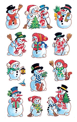 AVERY Zweckform 36 Aufkleber Weihnachten Schneemann (Made in Germany, Weihnachtssticker aus Papier, selbstklebende Weihnachtsdeko für Karten, Geschenke, Tüten, Basteln) 3 Bogen/je 12 Sticker, 52335 von AVERY Zweckform