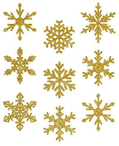 AVERY Zweckform Art. 52950 Fensterbilder Weihnachten 9 goldene Schneeflocken (selbstklebende Fenstersticker, Weihnachtsdeko für Fenster, Fensterfolie ablösbar) 1 Bogen mit 9 Fensteraufklebern von AVERY Zweckform