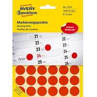 AVERY Zweckform Klebepunkte 3374 rot Ø 18,0 mm von AVERY Zweckform