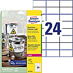 AVERY Zweckform L4718-20 Wetterfeste Etiketten DIN A4 Weiß 70 x 37 mm 20 Blatt à 24 Etiketten von AVERY Zweckform