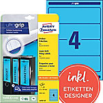 AVERY Zweckform ultragrip Ordneretiketten L4767-20 Selbsthaftend DIN A4 Blau 6,1 x 19,2 cm 20 Blatt à 4 Etiketten von AVERY Zweckform