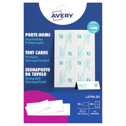 Avery L4796-20 Bedruckbare Tischkarten, 20 Blatt Avery L4796-20 Bedruckbare Tischkarten, 20 Blatt von Avery