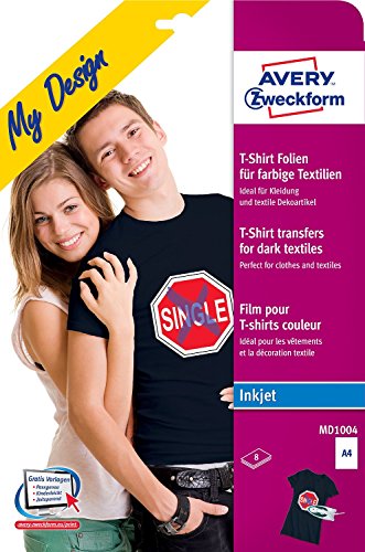 Avery Zweckform MD1004 Textilfolien für farbige Textilien (A4, 210 x 297 mm) 8 Blatt (5) von AVERY Zweckform