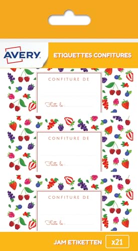 Avery 21 Etiketten für Marmelade, rote Früchte, 95 x 40 mm von Avery