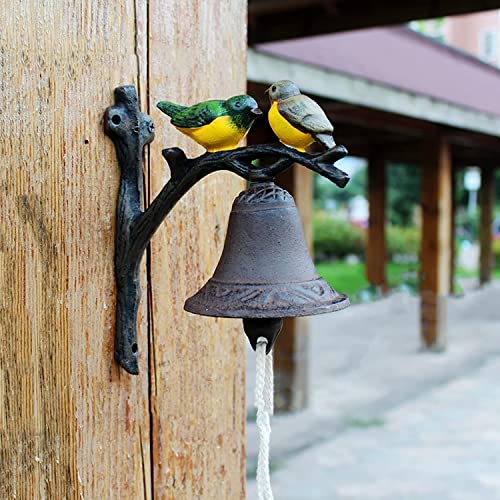 AVFORA Gusseisen-Türklingel, rustikale Gusseisen-Vogel-Türklingel, Wandmontage-Dinner-Glocke, manuell schüttelnde Glocke mit Halterung, Innen-Haustür-Korridor-Veranda-Hängeglocken-Lampe (Color : C) von AVFORA