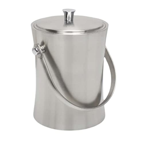 Ice Bucket Bottle Cooler Champagne Bucket Stainless Steel Ice Bucket with Lid Water Barrier and Ice Clip Cooler Bucket Barrel for Bar Cooler Buckets for Parties (Color : Silver, Size : 14 * 21cm (Col von AVFORA