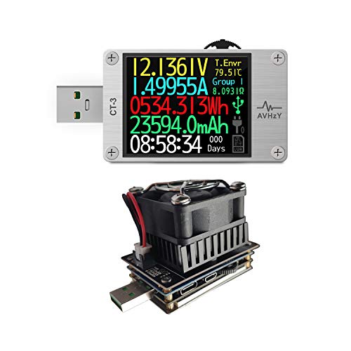 AVHzY USB Tester Meter USB Last Digital Multimeter Spannungsprüfer DC 6A 26V für die Messung Lade-und Ladegeschwindigkeit in Kabel, Batterien, Energien Banken, etc. Shell von Metel (CT3+(sm-ld-00)) von AVHzY