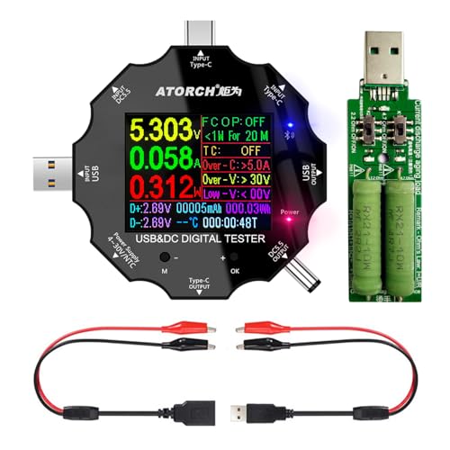 Digitalmultimeter,Spannung,Strom,Leistung,Widerstand,Kapazitätsdetektor,mit Clip-Kabel Unterstützt PD2.0/PD3.0,QC2.0/QC3.0 (UD18(Erkennungslinie+Last)) Digitalmultimeter,Spannung,Strom,Leistung,Widerstand,Kapazitätsdetektor,mit Clip-Kabel Unterstützt PD2.0/PD3.0,QC2.0/QC3.0 (UD18(Erkennungslinie+Last)) von AVHzY
