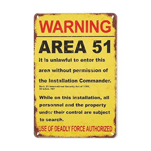 Metall-Blechschild mit Aufschrift "Warning Area 51", Dekoration, Vintage, Garage, Poster, Kunst, Wanddekoration, 30,5 x 20,3 cm von AVIERE