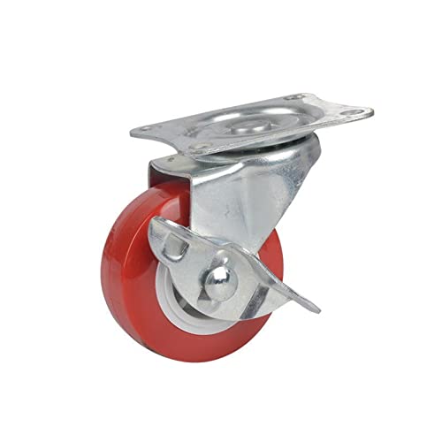 2 teile/los Rote Kunststoff Schiene Bockrollen Kein lärm Universal Rad Mit Bremse Kleine Warenkorb Möbel Ersatz Caster (Color : Universal-1.5inch) von AVIMYA