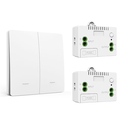 AVIMYA Selbstgenerierender kabelloser Schalter, Fernbedienung for Zuhause, wasserdichter 123-Tasten-Wandschalter (Size : Double Gang 1 to 2) von AVIMYA