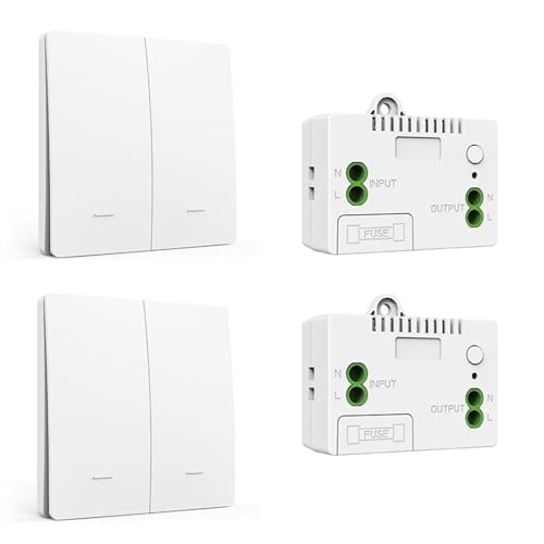 AVIMYA Selbstgenerierender kabelloser Schalter, Fernbedienung for Zuhause, wasserdichter 123-Tasten-Wandschalter (Size : Double Gang 2 to 2) von AVIMYA