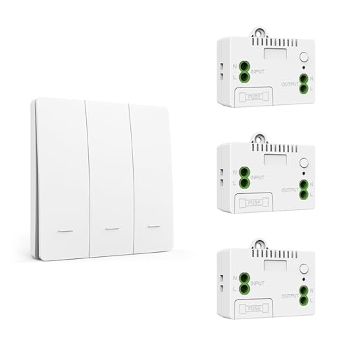 AVIMYA Selbstgenerierender kabelloser Schalter, Fernbedienung for Zuhause, wasserdichter 123-Tasten-Wandschalter (Size : White Three Gang 1 to 3) von AVIMYA