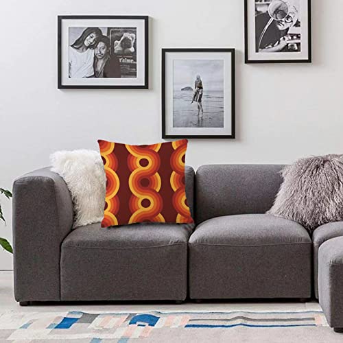 Kopfkissenbezug Home Dekoration,Mode Muster Stil Geometrische 70er Jahre Vintage Texturen Hintergrund Möbel Groovy Retro Nahtlose 60er,Pillowcase Super Weich Sofakissen für Wohnzimmer Sofa Bed,45x45cm von AVITASTICS