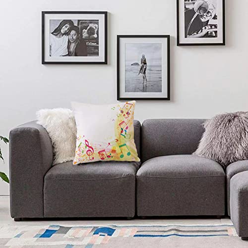 Kopfkissenbezug Home Dekoration,Musikdekor, abstrakte Kunst zum Thema Grunge-Musik mit Notizen glücklich,Pillowcase Super Weich Sofakissen für Wohnzimmer Sofa Bed,45x45cm von AVITASTICS