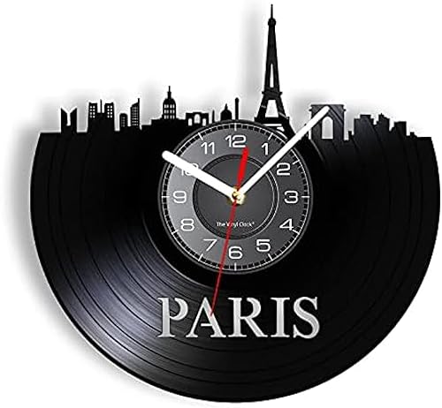 AVJERA , 30,5 cm, Paris Skyline, Eiffelturm, Vinyl-Schallplatten-, französische Landschaft, Stadtbild, minimalistische, Vinyl-Album, Kunsthandwerk von AVJERA