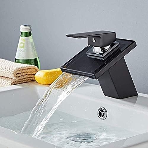 Wasserhahn Schwarz Badezimmer Glas Wasserfall Wasserhahn Bad Becken Wasserhahn Schwarz Malerei Kalt Mischbatterie Waschbecken Wasserhahn Schwarz Wasserhahn von AVJERA