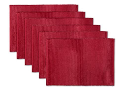AVKA STUDIO Tischsets aus 100 % Baumwolle, gerippt, 6er-Set, 33x49.5 cm, indisches Rot, dicke Konstruktion, waschbare und wiederverwendbare Tischsets für Esszimmer von AVKA Studio