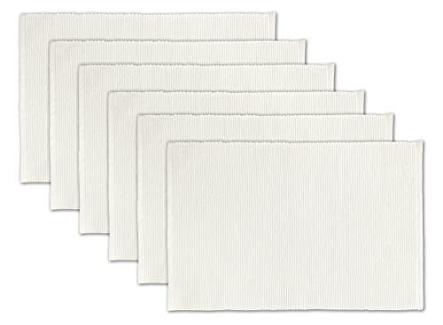AVKA Studio Gerippte Tischsets aus 100 % Baumwolle, 6 Stück, 33x48 cm, gebrochenes Weiß, dicke Konstruktion, waschbare und wiederverwendbare Stoff-Platzsets – Off-White von AVKA Studio
