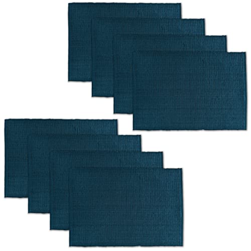 AVKA Studio Platzsets aus 100 % Baumwolle, gerippt, 20,3 x 48,3 cm, dunkles Blaugrün, dicke Konstruktion, waschbare und wiederverwendbare Stoff-Tischsets von AVKA Studio