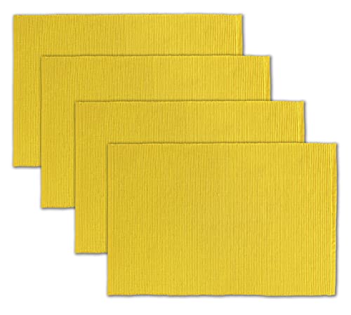 Tischsets aus 100 % Baumwolle, gerippt, 4er-Set, 33 x 48 cm, gelb, für Alltag/Thanksgiving/Herbst, dicke Stoff-Tischsets, waschbar, wiederverwendbar, Stoff AVKA Studio von AVKA Studio