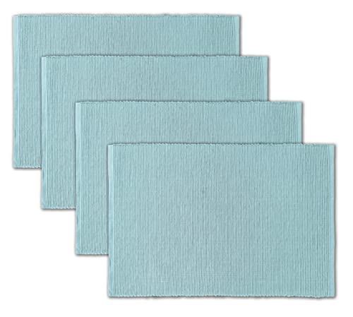 AVKA Studio Platzsets aus 100 % Baumwolle, gerippt, 4 Stück, 33 x 48 cm, Hellblau, für den täglichen Gebrauch, dicke Konstruktion, waschbare und wiederverwendbare Stoff-Tischsets von AVKA Studio