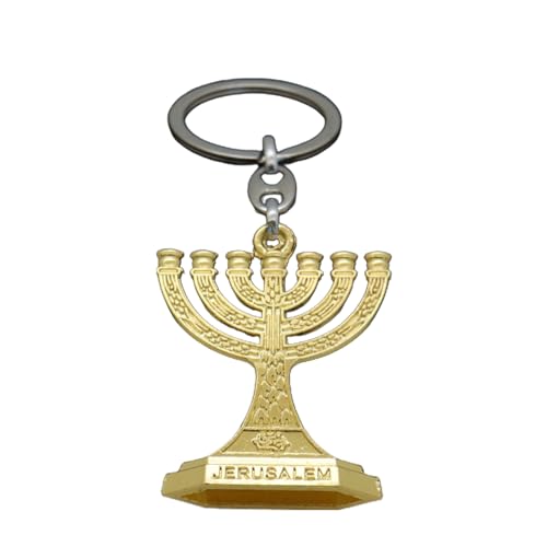 Traditionelle Jüdische Menorah 7 Branch Candlestick Jerusalem Tempel Kerzenhalter Keychain 12 Stämme des Israel Menorah Religiösen Kerzenhalter von AVKGCZ