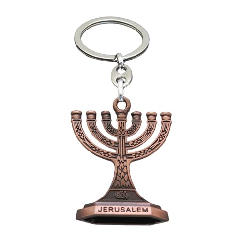 Traditionelle Jüdische Menorah 7 Branch Candlestick Jerusalem Tempel Kerzenhalter Keychain 12 Stämme des Israel Menorah Religiösen Kerzenhalter von AVKGCZ