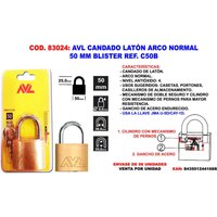 AVL - Finstock Messing-Vorhängeschloss normaler Bogen 50 mm Blister von AVL