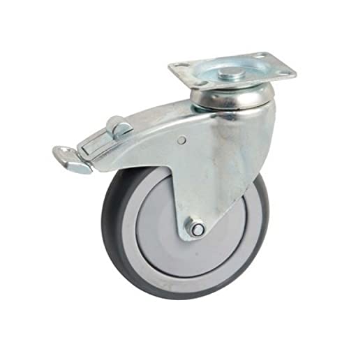 AVL Roulette caoutchouc pivotante Ø125 à platine rectangulaire + frein Charge 100 kg - 550843O von AVL