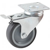 Lenkrolle mit rechteckigem Tisch und AVL Bremse - Gummirad ø 50 mm - glatte Bohrung - Tragkraft 50 kg - 552840L von AVL
