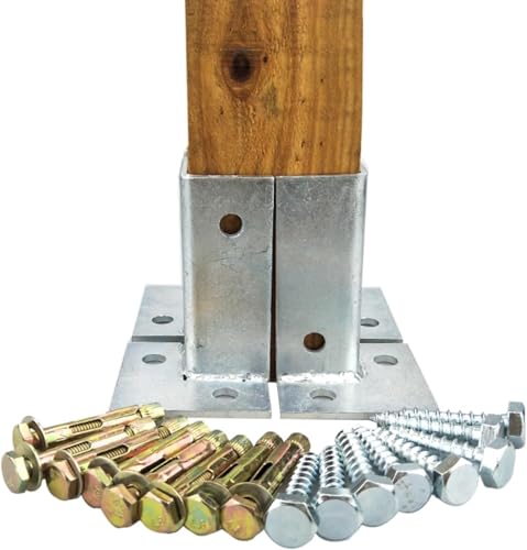 AVLLSO Aufschraubhülse Pfostenträger Beton Post Anker, Zaun Post Halter für Holzzaun Pergola Geländer(4 Piece) von AVLLSO