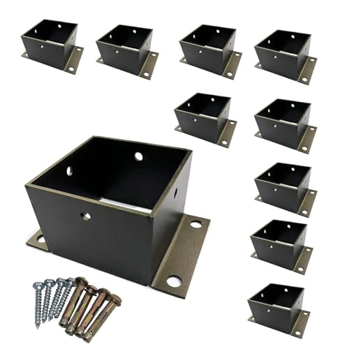 AVLLSO Aufschraubhülse Pfostenträger Square Post Zaun Fußbasis Unterstützung, Edelstahl Säule Trim für Beton/Nominalholz/Decks(10 Pcs,40x40 MM) von AVLLSO