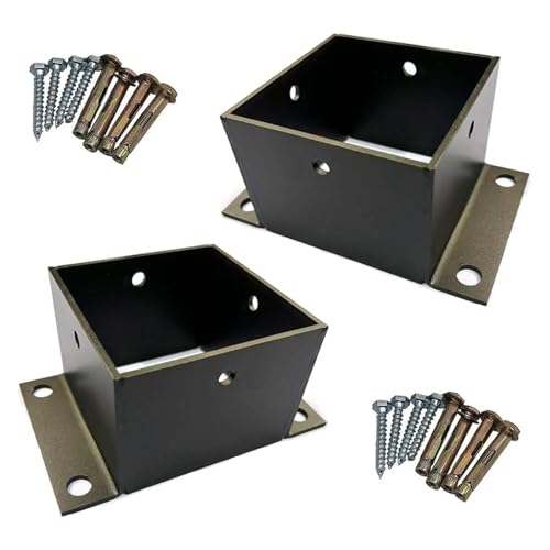 AVLLSO Aufschraubhülse Pfostenträger Square Post Zaun Fußbasis Unterstützung, Edelstahl Säule Trim für Beton/Nominalholz/Decks(2 Pcs,80x80 MM) von AVLLSO