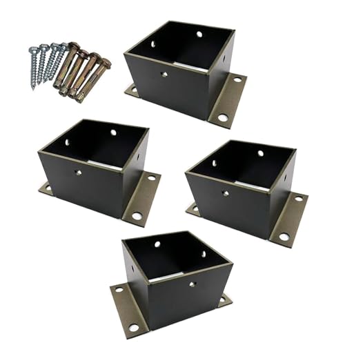 AVLLSO Aufschraubhülse Pfostenträger Square Post Zaun Fußbasis Unterstützung, Edelstahl Säule Trim für Beton/Nominalholz/Decks(4 Pcs,145x145 MM) von AVLLSO